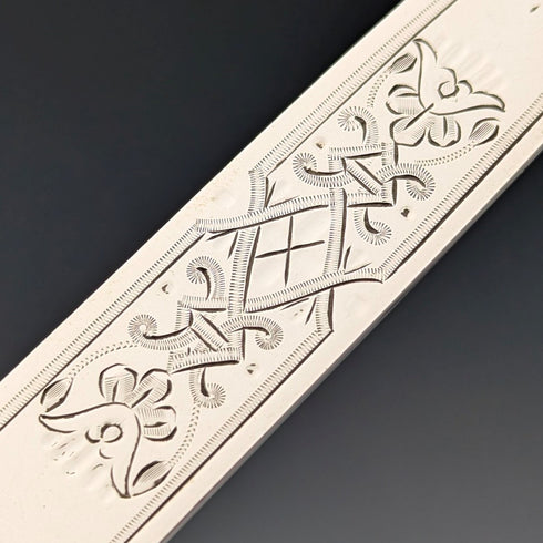 1906 British antique white mother-of-pearl handle, pure silver blade, dessert cutlery, 6 pairs, William Hutton, wooden box